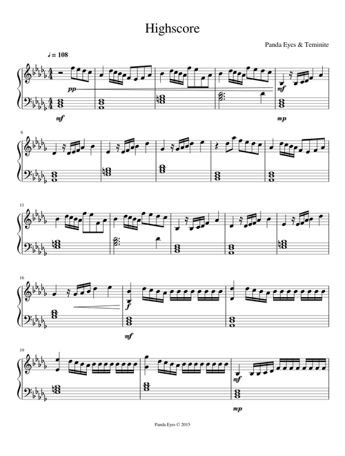 Highscore | Panda Eyes and Teminite | Piano (Easy)