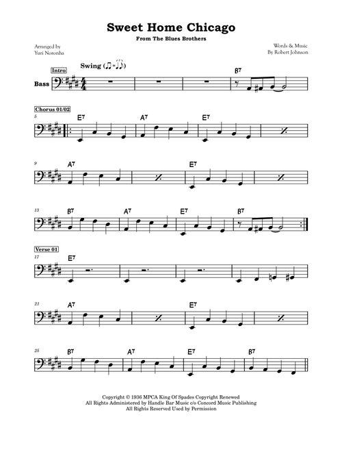 Sweet Home Chicago (Arr. Yuri Noronha) - The Blues Brothers (Bass Tab)