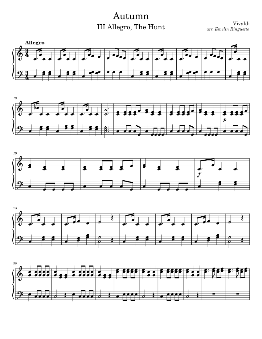 Autumn Sheet Music for Piano (Solo) | MuseScore.com