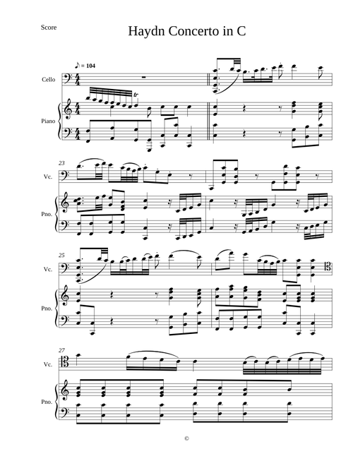 Haydn Cello Concerto mm. 104