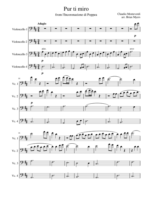 Pur ti miro (from L'Incoronazione di Poppea) (Arr. Brian Myers) - Claudio Monteverdi (String Ensemble)