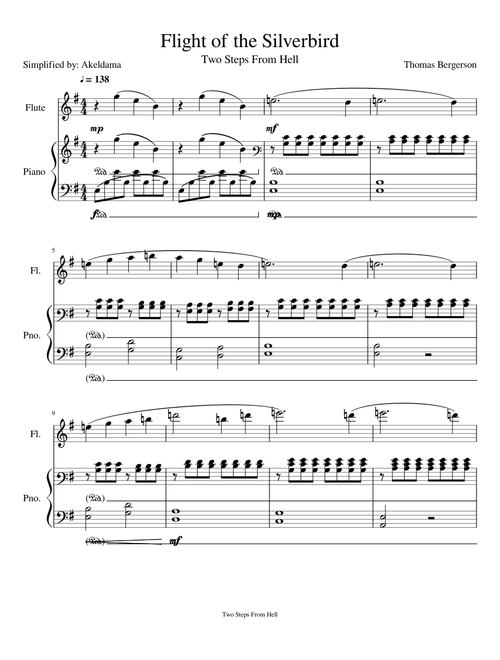 Flight of the Silverbird Piano and Flute Duet - Easy Version