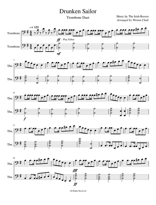 Drunken Sailor Trombone Duet