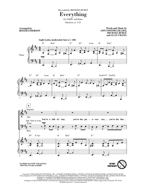 Everything (Arr. Roger Emerson) - Michael Buble (Choral, SATB)