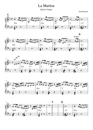 La maritza – Sylvie Vartan La Maritza Sheet Music for Piano (Solo) easy ...