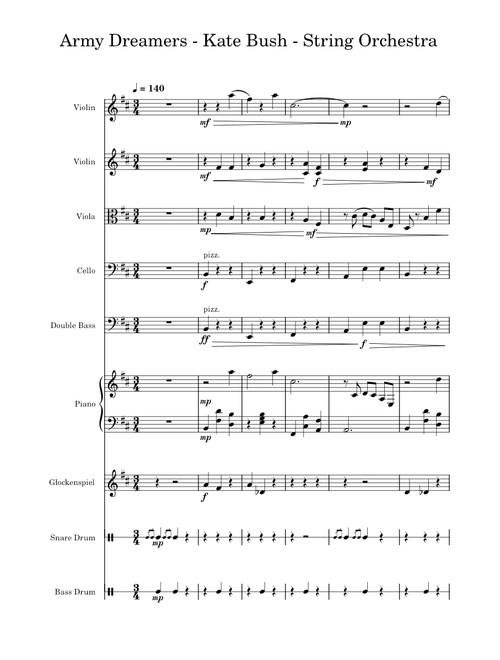 Army Dreamer – Kate Bush - Full Emsemble with Percussion