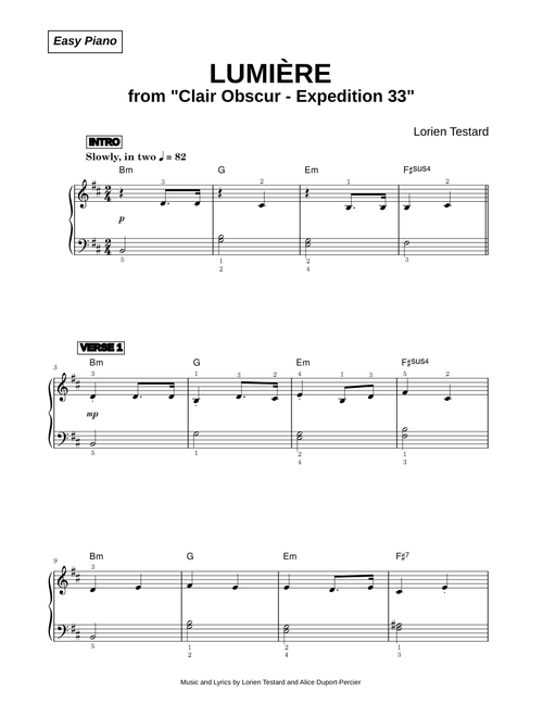 Lumière [from Clair Obscur: Expedition 33] - Lorien Testard (Easy Piano)