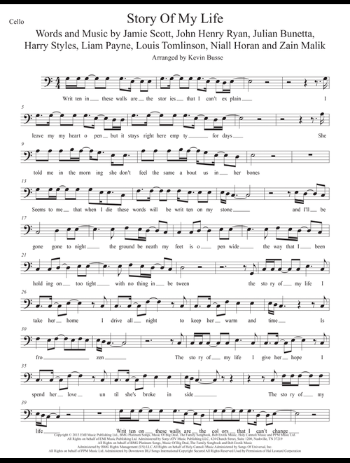 Story Of My Life (Arr. Kevin Busse) - One Direction (Cello Solo)