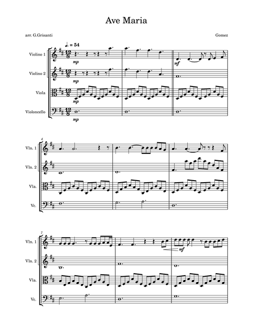 Ave Maria - Gomez (Arr. Gianmauro Grisanti) - William Gomez (1939 - 2000) (String Quartet)