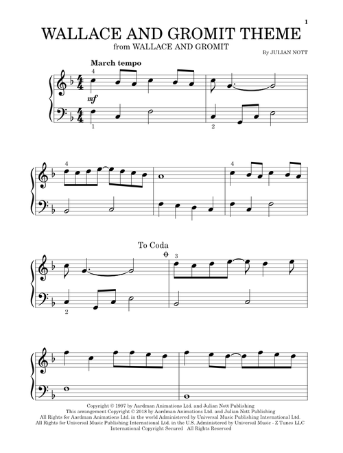 Wallace And Gromit Theme - Julian Nott (Beginning Piano Solo)