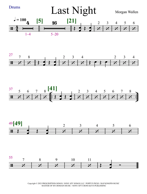Last Night (Arr. Alois Bouda) - Morgan Wallen (Small Ensemble)
