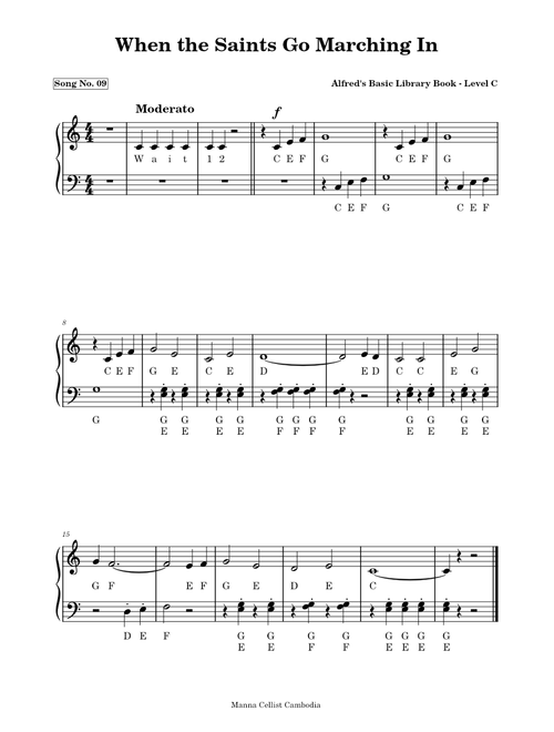 When the Saints Go Marching In – Willard A. Palmer (Song No. 9. Moderato)