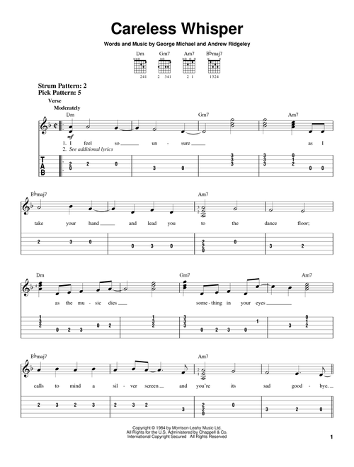 Careless Whisper - George Michael, Wham! (Easy Guitar with TAB)