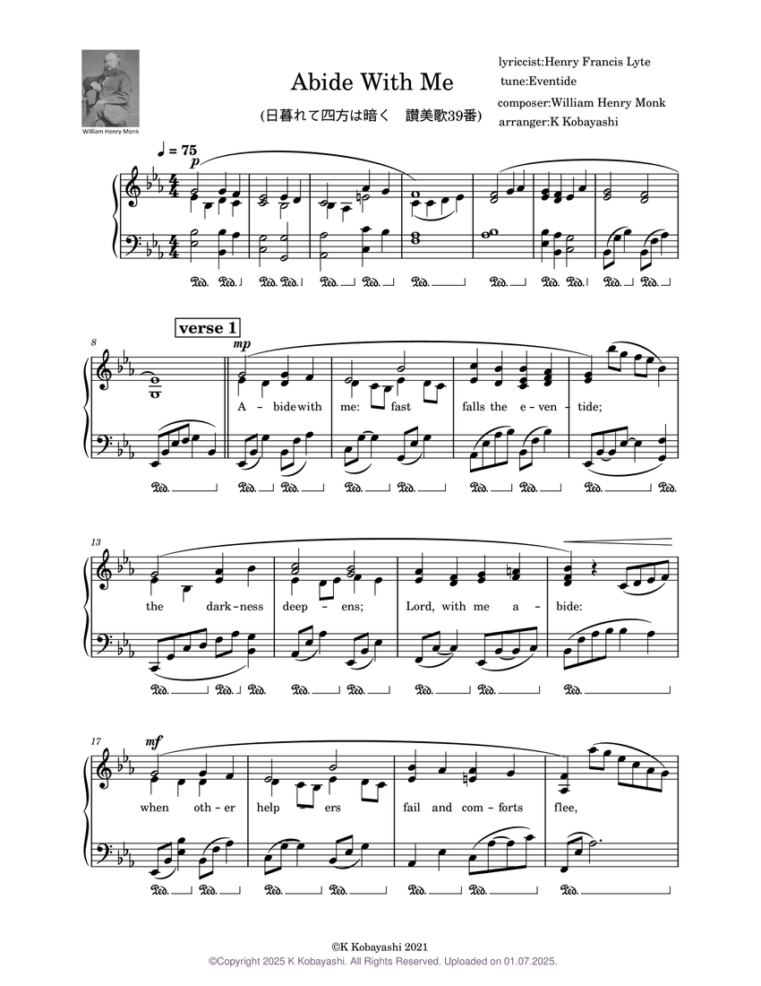 Abide With Me(日暮れて四方は暗く) - W. H. Monk Sheet Music