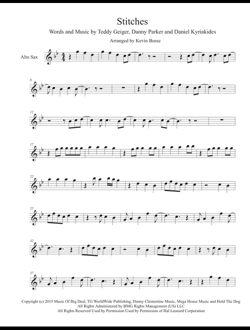 Stitches (Arr. Kevin Busse) - Shawn Mendes (Alto Sax Solo)