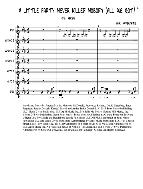 A Little Party Never Killed Nobody (all We Got) (Arr. Brian Haverkate) - Kamaal Fareed, Andrea Martin, Stacy Ferguson (Choral, SSA)