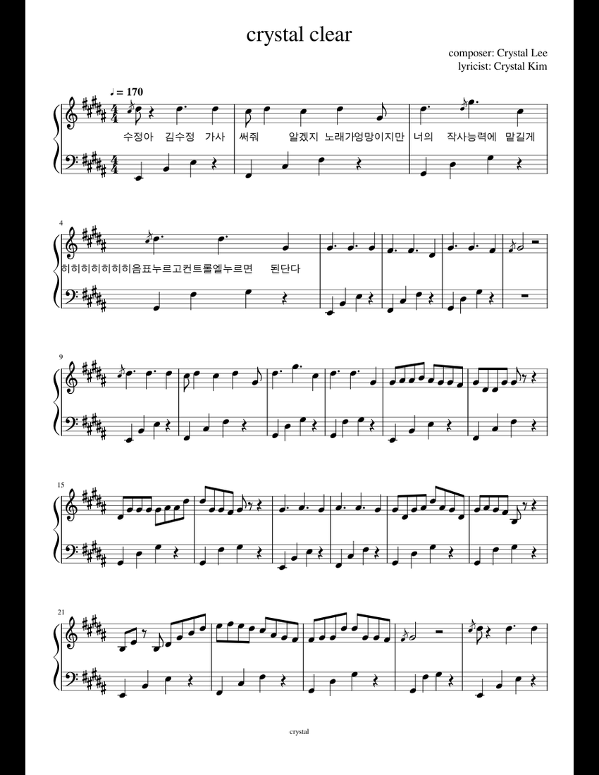 Crystal_clear Sheet Music For Piano (Solo) | Musescore.com