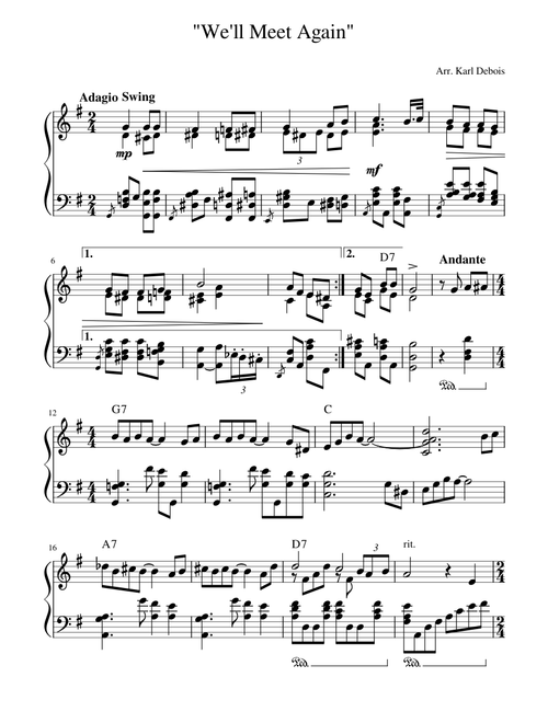 We'll Meet Again, Piano solo arrangement
