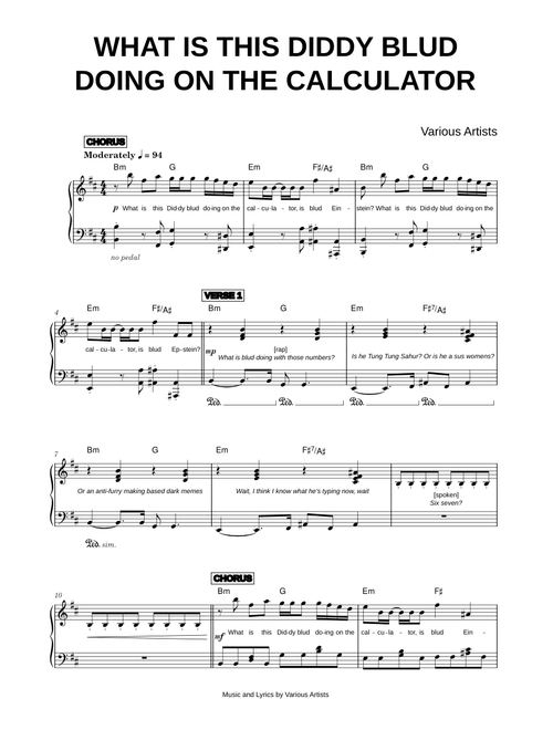 What Is This Diddy Blud Doing on the Calculator - Various Artists (Piano)