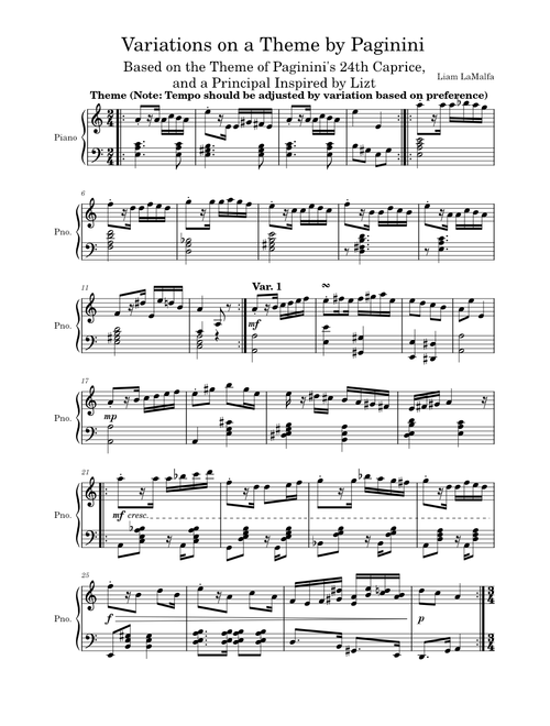 Variations on a Theme by Paginini