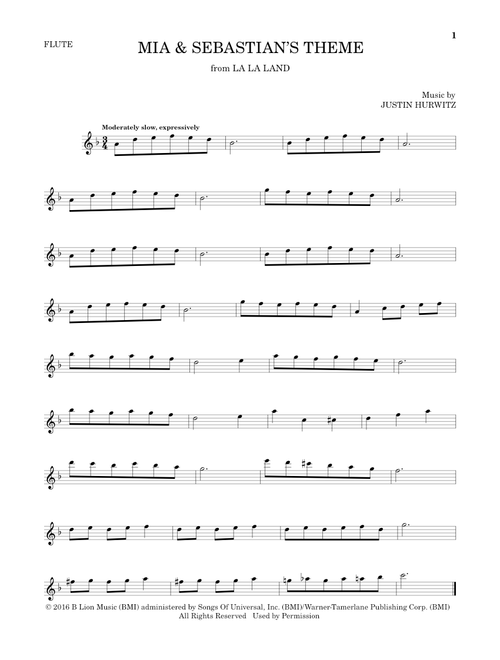 Mia & Sebastian's Theme (from La La Land) - Justin Hurwitz (Flute Solo)
