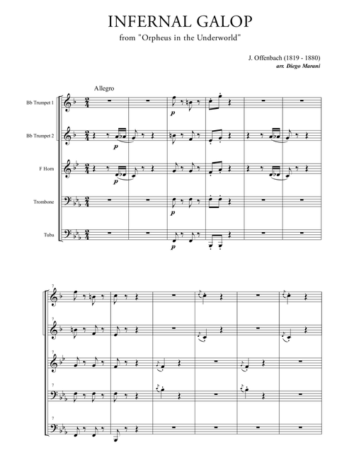 Infernal Galop (Can Can) for Brass Quintet (Arr. Diego Marani) - J. Offenbach (Brass Ensemble)