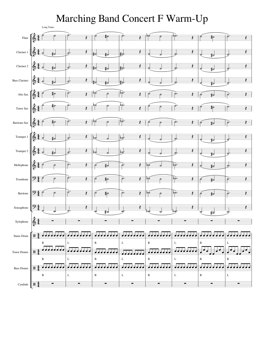 Marching Band Concert F WarmUp Sheet music for Trombone, Mellophone