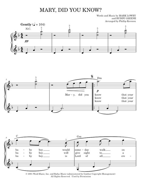 Mary did you know - Kathy Mattea (Easy Piano)