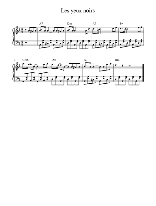 Les yeux noirs (piano)