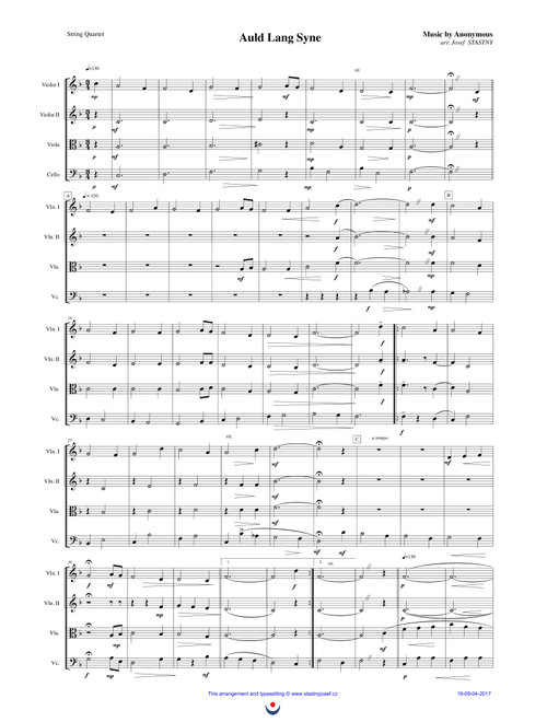 Auld Lang Syne (Arr. Josef STASTNY) - Anonymous (String Quartet)
