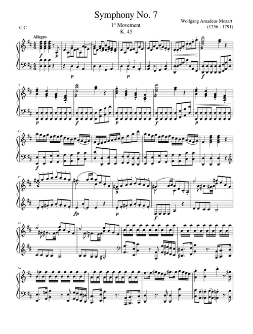 Symphony no. 7 K 45, 1st Movement – Wolfgang Amadeus Mozart