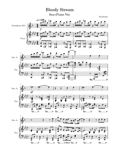 Bloody Stream Sax/Piano - JoJo's Bizarre Adventure OP2