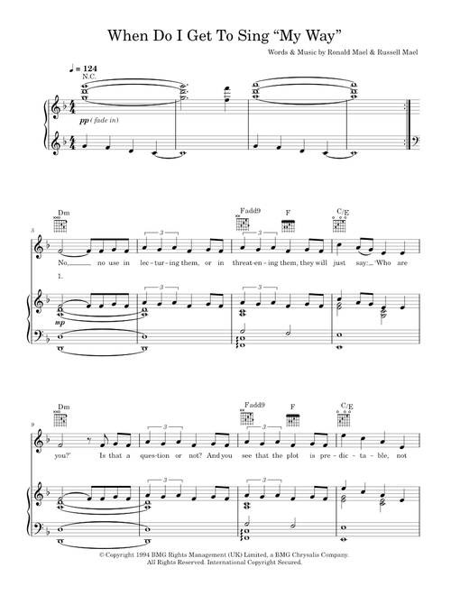 When do i get to sing my way - Sparks (Piano-Vocal-Guitar (Piano Accompaniment))