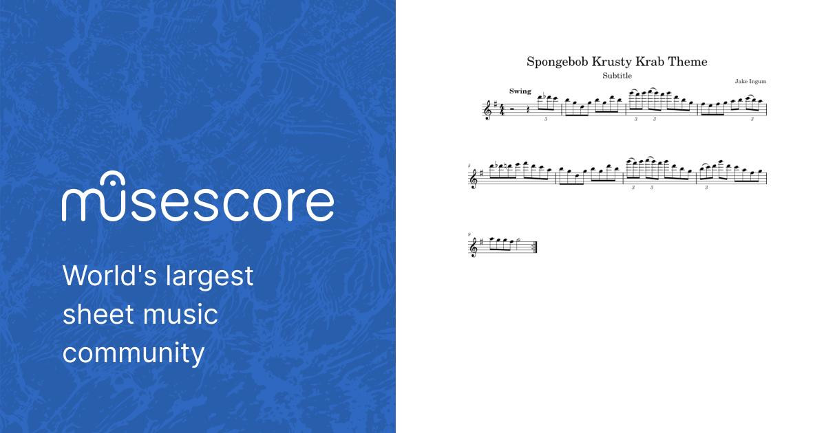 Spongebob Krusty Krab Theme Sheet Music For Oboe (Solo) | Musescore.com