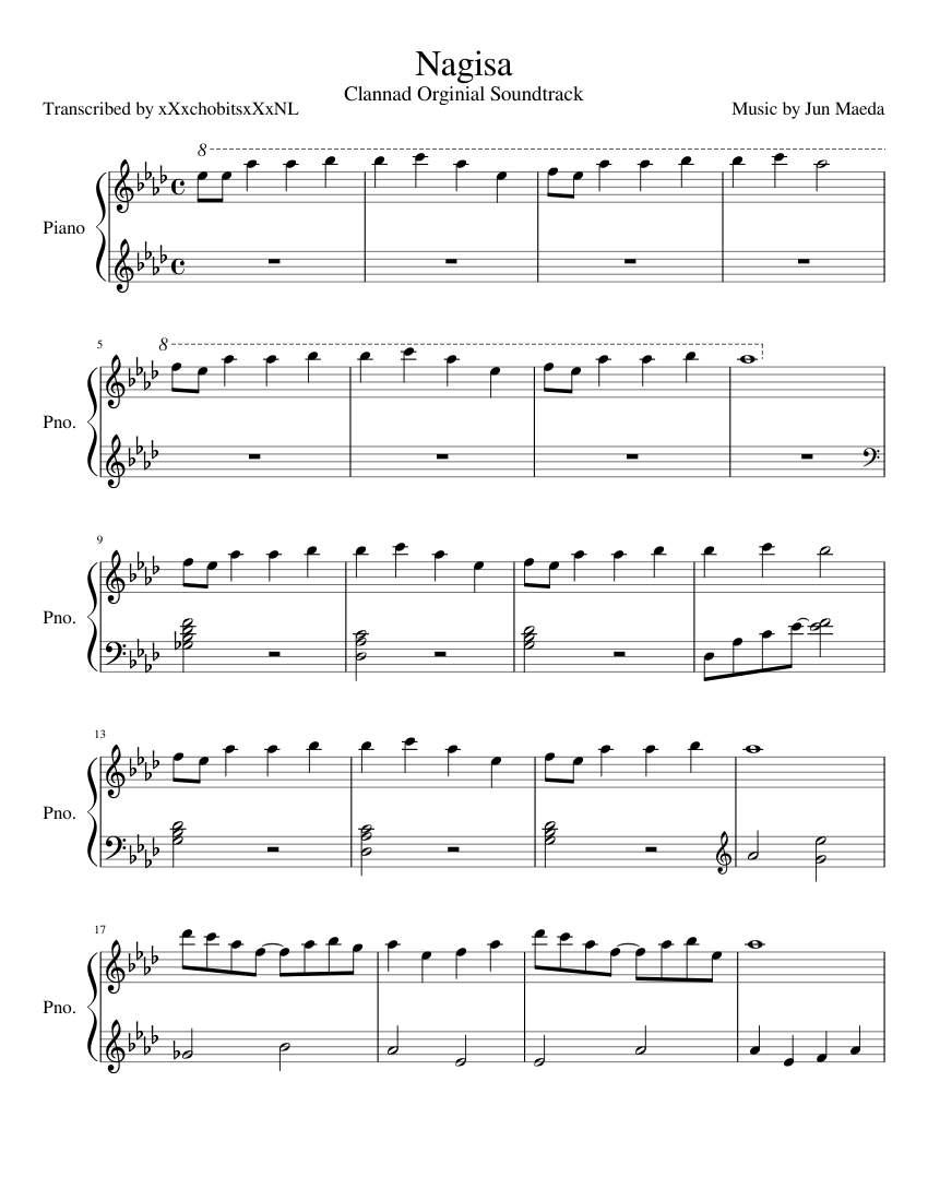 Unión Estrictamente George Stevenson Nagisa Clannad Orginial Soundtrack - Piano Cover Sheet music for Piano ( Piano Duo) | Musescore.com