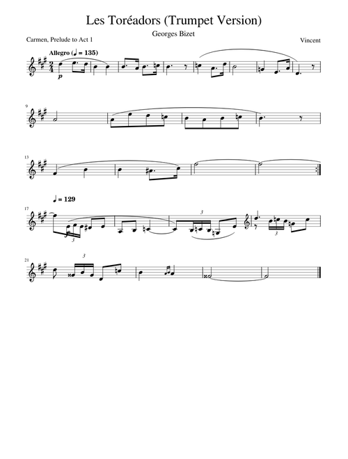 Les Toréadors – Georges Bizet Les Toréadors – Trumpet Solo