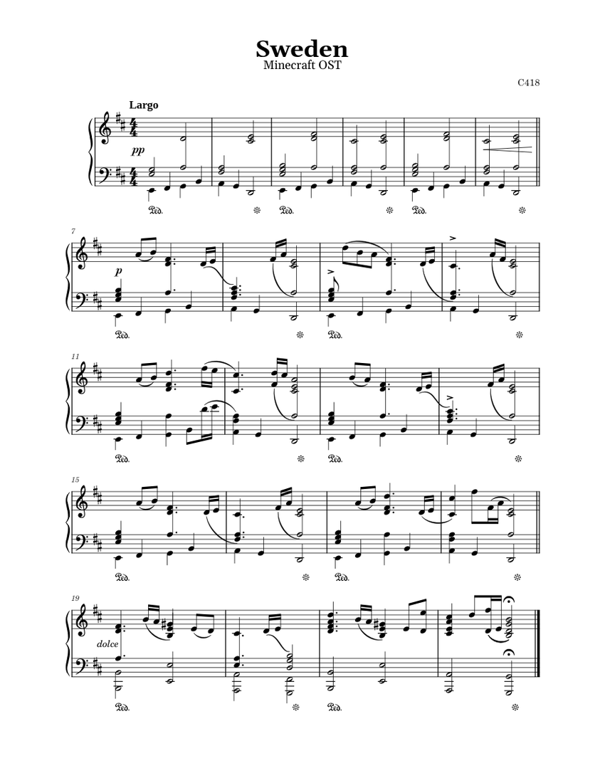 Sweden – C418 Sheet Music for Piano (Solo) easy | MuseScore.com