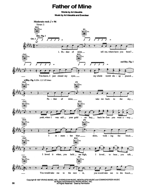 Father Of Mine - Everclear (Guitar Tab)