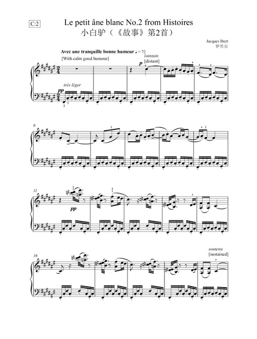 Le petit ane blanc - Jacques Ibert (Piano Solo)