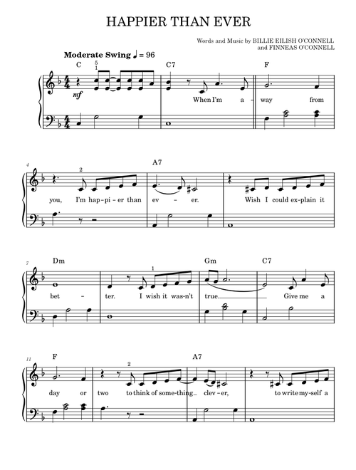 Happier Than Ever - Billie Eilish (Easy Piano)