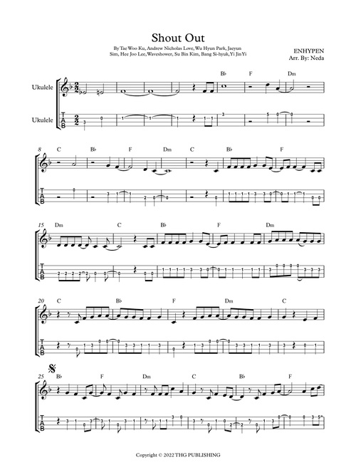 Shout Out (Arr. Arr. Neda) - Enhypen (Ukulele)
