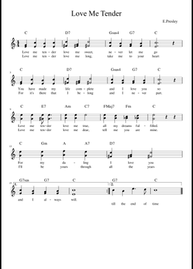 Free Love Me Tender by Elvis Presley sheet music | Download PDF or 