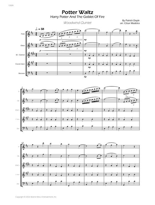 Potter Waltz (Arr. César Madeira) - Ost (Original Soundtrack) (Woodwind Ensemble)