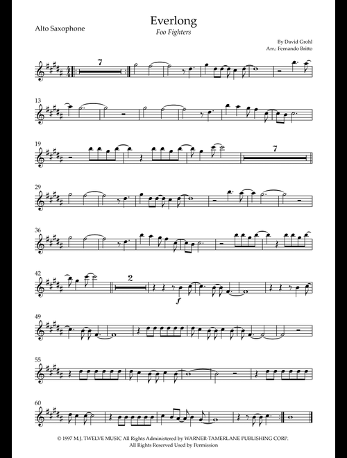 Everlong (Arr. Fernando Britto) - Foo Fighters (Alto Sax Solo)
