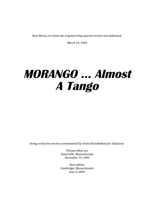 Morango ... almost a tango (1984 string orchestra version) full score - Thomas Oboe Lee (Orchestra)