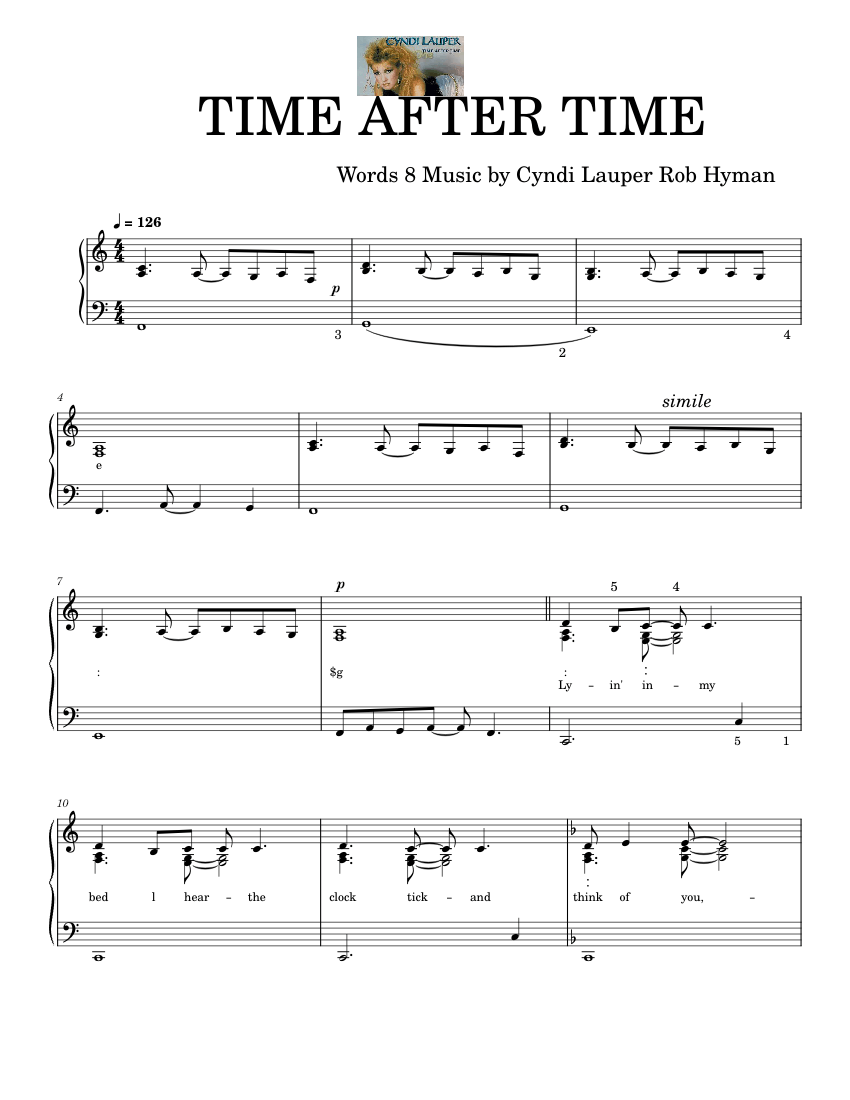 time after time Sheet music for Piano (Solo)