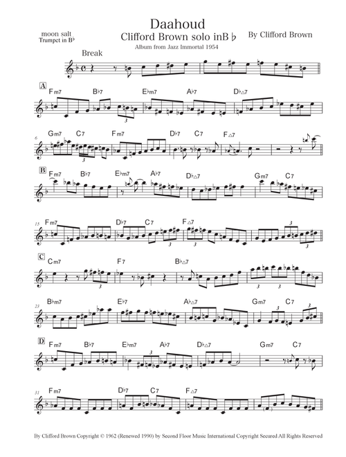 Daahoud (Arr. moon salt) - Clifford Brown (Trumpet Solo)