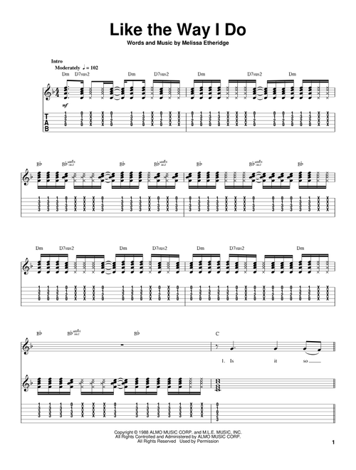 Like The Way I Do - Melissa Etheridge (Guitar Tab Play-Along)