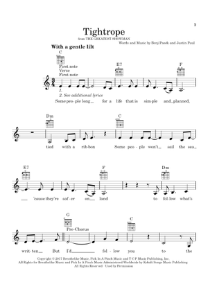 Play Official version of Tightrope Sheet Music by Benj Pasek and