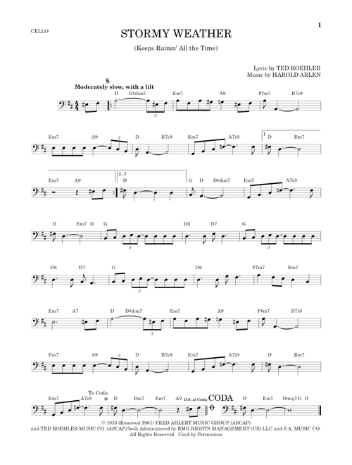 Stormy Weather (Keeps Rainin' All The Time) - Ted Koehler (Cello Solo)
